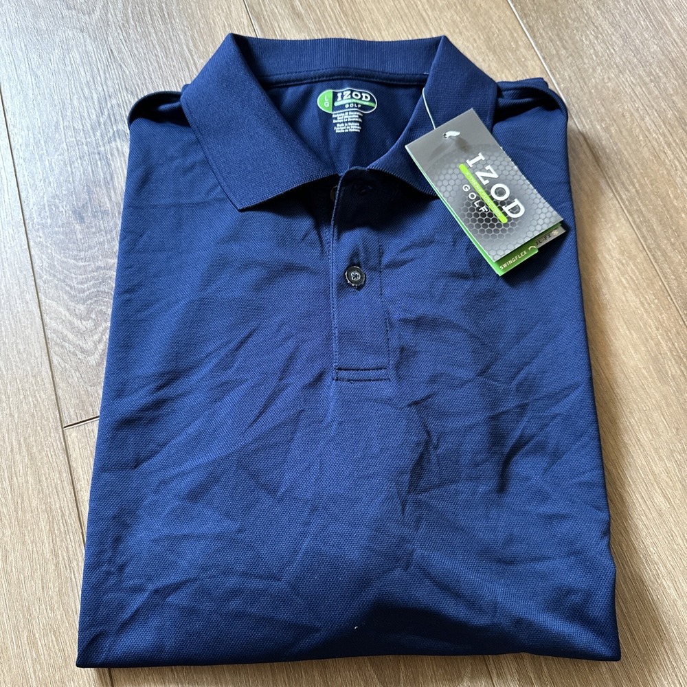 IZOD Navy Blue Men's Golf Shirt Size Large‎ Moisture Wicking Xtreme Function